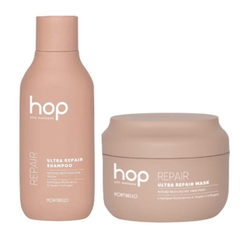 Montibello hop ultra repair Zestaw odbudowujący do włosów Szampon 300ml  Maska 200ml 
