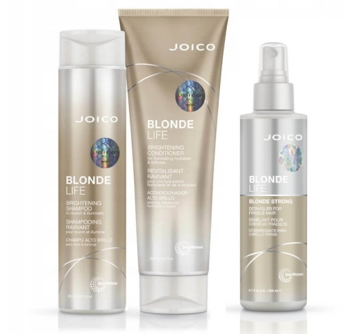 Joico blonde life Zestaw do włosów blond Szampon 300ml Odżywka 250ml Odżywka bez spłukiwania 200ml