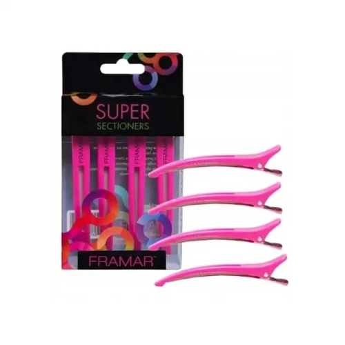 Framar super sectioners pink Klipsy do włosów 4 sztuki różowe