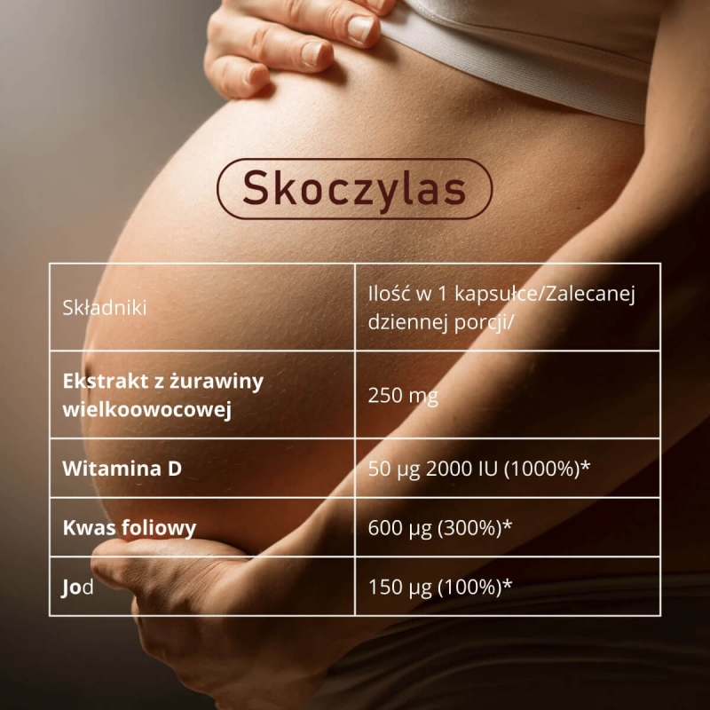 Skoczylas Ciąża kwas foliowy i żurawina Suplement diety 60 kapsułek