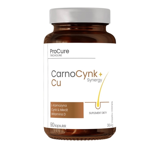 Pro cure tricholine CarnoCynk + Cu synergy L karnozyna, cynk, miedź, wit D Suplement diety 90 kapsułek