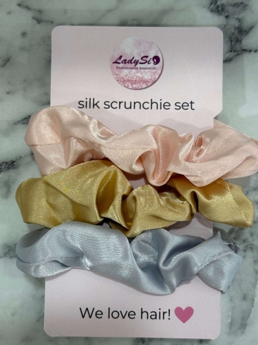 Silk scrunchie set Jedwabne gumki do włosów zestaw 3  sztuki 