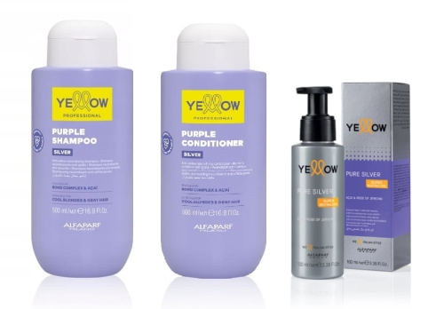 YELLOW Silver Zestaw do włosów niwelujący żółte refleksy szampon 500ml + odżywka 500ml + pigment 100ml