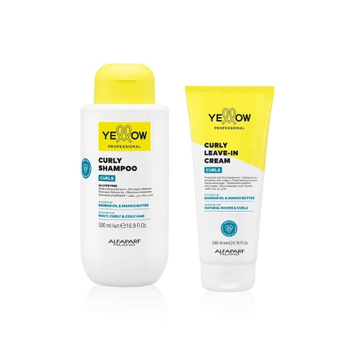 YELLOW CURLS - Zestaw do włosów kręconych Szampon 500ml + Odżywka bez spłukiwania 200ml