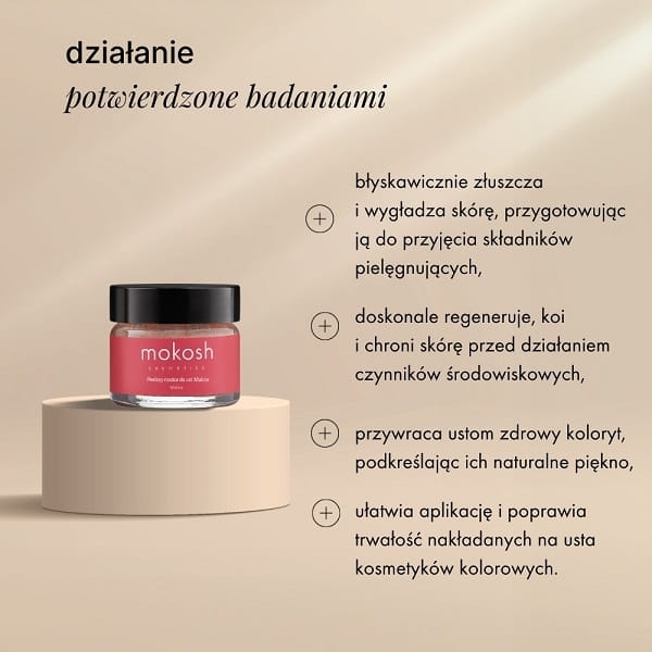 Mokosh Peeling do ust malina 15ml
