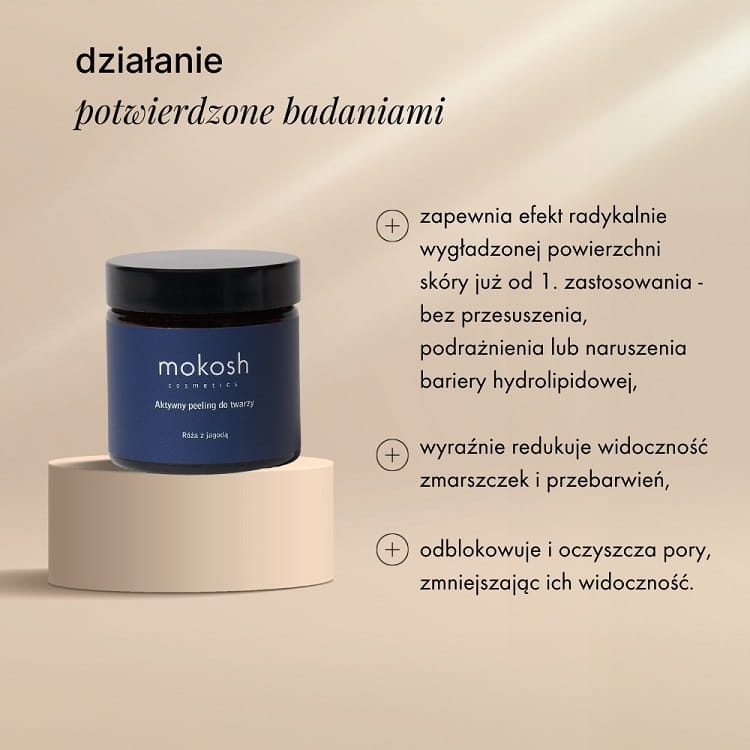 Mokosh Aktywny peeling do twarzy róża z jagodą 60ml