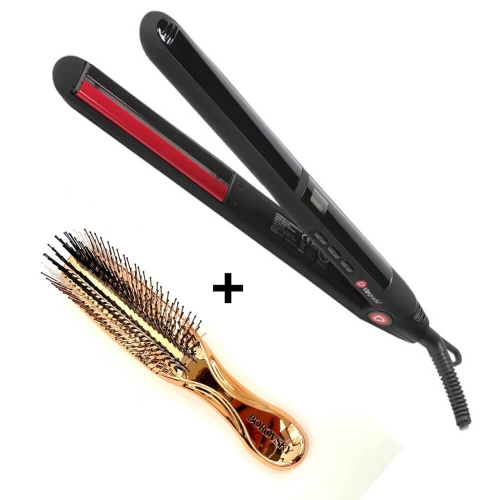Upgrade infrared slim Prostownica do włosów z technologią podczerwieni + szczotka Borovsky scalp brush
