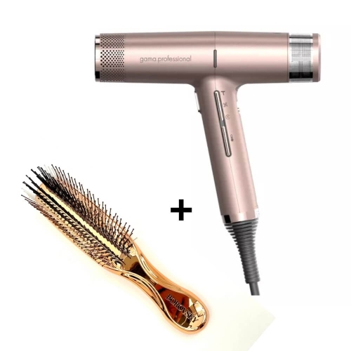 GA.MA iq 3 perfetto Suszarka do włosów z ozonem i dyfuzorem 1600-2000w różowe złoto  + szczotka Borovsky scalp brush
