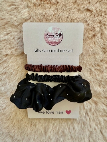 Silk scrunchie set Jedwabne gumki do włosów zestaw 3  sztuki