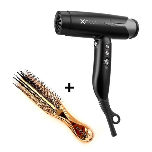 Gamma+ Xcell Ultra lekka suszarka do włosów + Szczotka Borovsky scalp brush