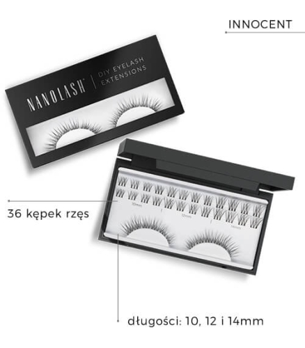 Nanolash diy eyelash extensions Rzęsy bondingowe w kępkach 36 szt innocent black