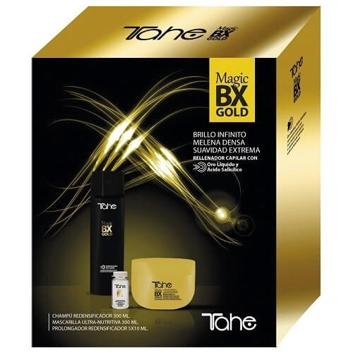 Tahe magic bx gold pack Zestaw do włosów po zabiegu boto Szampon 300ml Maska 300ml Ampułki 5x10ml.jpg