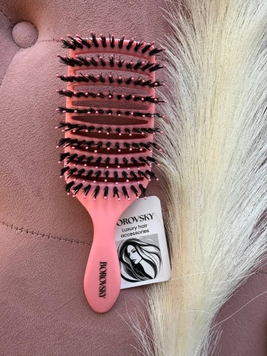 Borovsky dolly pink Szczotka do rozczesywania włosów włosie dzika i nylon