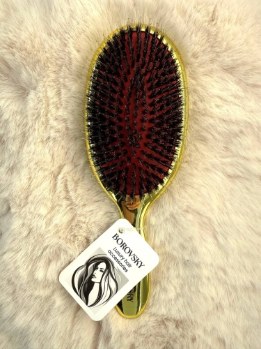 Borovsky brush Szczotka do włosów przedłużanych włosie dzika i nylon złota GOLD