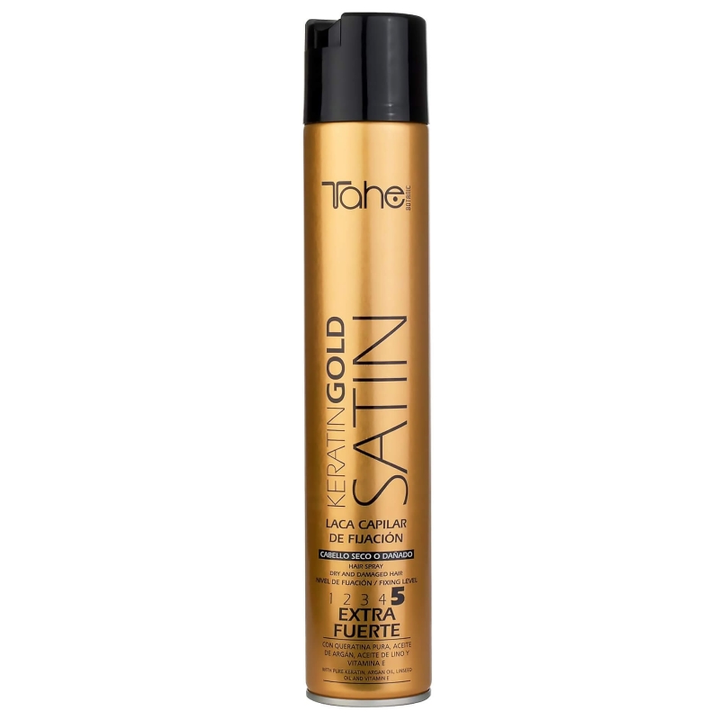 Tahe keratin gold satin Bardzo mocny lakier do włosów suchych i zniszczonych 400ml.jpg