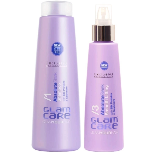 Exclusive absolute sleek Zestaw wygładzający do włosów Szampon 250ml Krem w sprayu 150ml