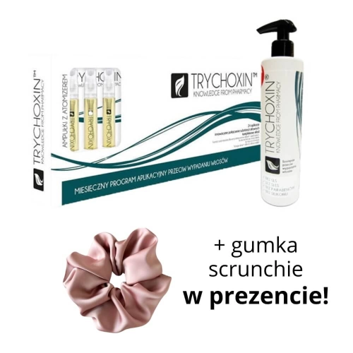 TRYCHOXIN - Ampułki + szampon przeciw wypadaniu włosów ZESTAW + srunchie