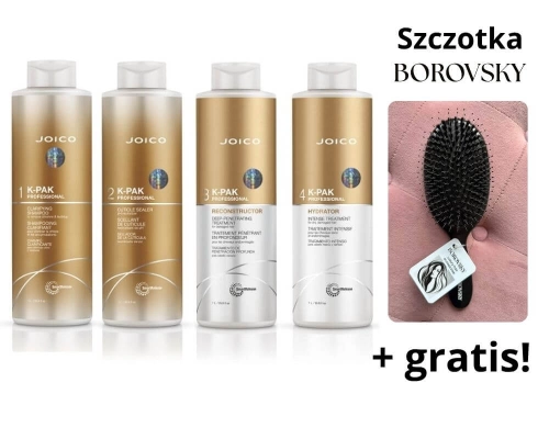 Joico k-pak profesjonalny Zestaw odbudowa 4x1L + szczotka