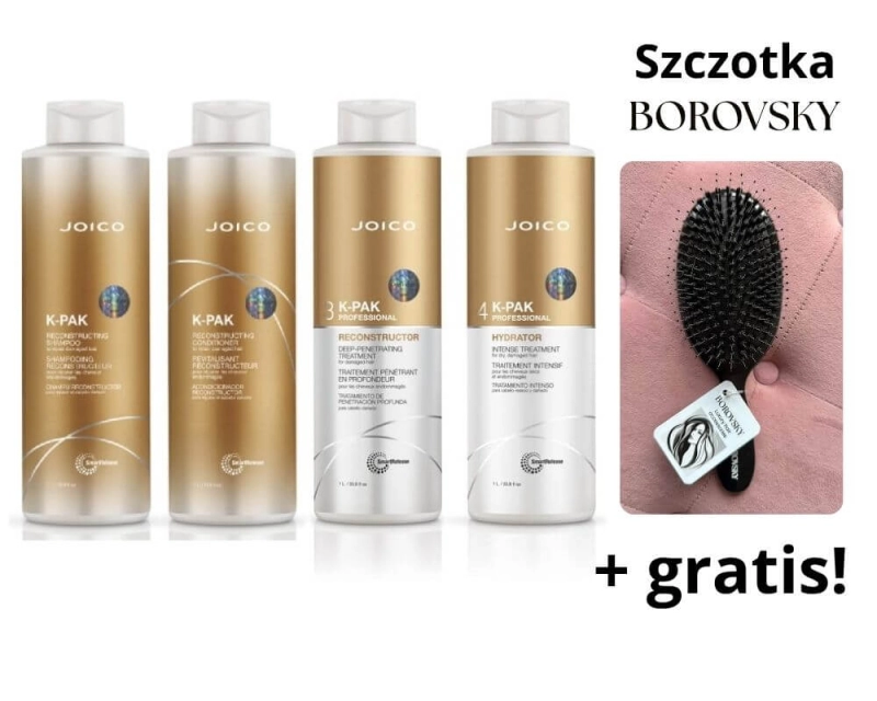 Joico k-pak Zestaw do domowej odbudowy włosów 4x1000ml + szczotka.jpg