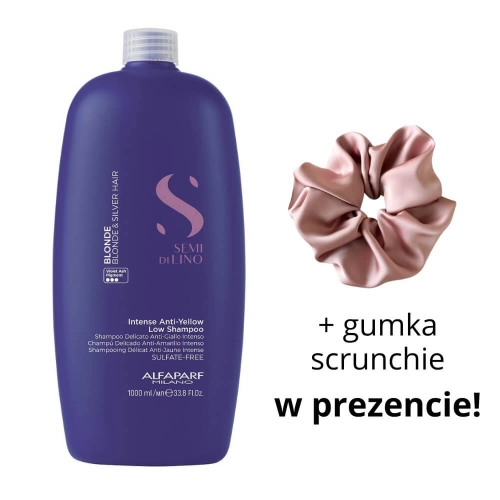 Alfaparf sdl anti-yellow Szampon fioletowy do włosów blond i siwych 1000ml + scrunchie
