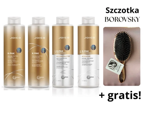 Joico k-pak Zestaw do domowej odbudowy włosów 4x1000ml + szczotka