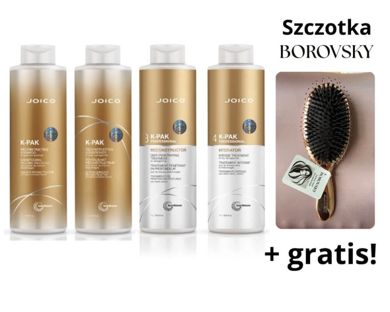 Joico k-pak Zestaw do domowej odbudowy włosów 4x1000ml + szczotka.jpg