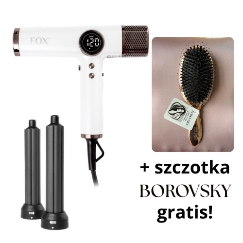 Fox pearl Suszarka do włosów z jonizacją, dyfuzorem i dyszami lokującymi 1800w + szczotka